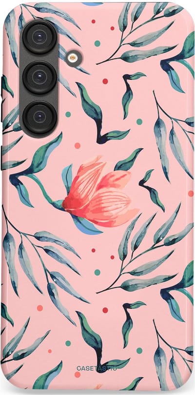 Casetastic hoesje geschikt voor Samsung Galaxy S25 Plus - Dubbellaagse bescherming - Roze Bloemen en Takken - Fashion Case - Lichtroze Zilver Perzik
