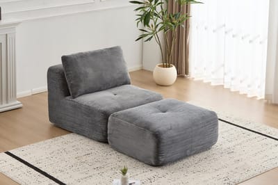 Multifunctionele Corduroy Slaapbank – Opvouwbaar – 2-in-1 Design – Geschikt voor 1 Persoon – Licht en Verplaatsbaar – Te Gebruiken als Logeerbed, Bank en Ligstoel – Woonkamer/Slaapkamer – Grijs