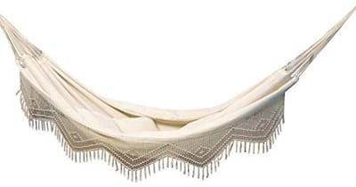 Dubbele hangmat 400 x 170 cm met Macramé en Natuurlijke Katoen