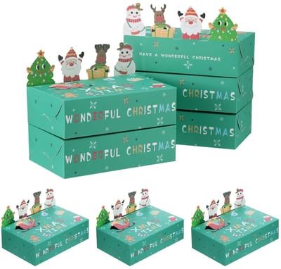 Dailygoods- Geschenkdozen met deksel - Kleine Cadeaudozen - Kraftpapier - Kerstmis - Feestdecoraties - Afmetingen 13,5 x 8,6 x 4 cm