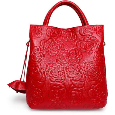 Handtas Grote Capaciteit Dames Tas Modieuze Reliëfleder Koeienhuid Handtas Dames Crossbody Tas Temperament Tas red