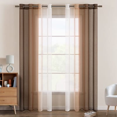 Dailygoods- Voile Gordijnen - Tweekleurig - Transparant - Lichtdoorlatend - Set van 2 - 140 x 225 cm - Decoratief voor Slaapkamer - Raamdecoratie