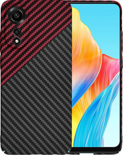 Hoesje geschikt voor Oppo A78 4G - Techsuit Carbonite FiberShell Carbon Back Cover - Rood/Zwart