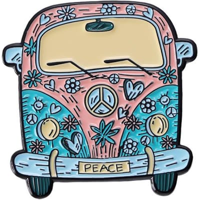 Emaille Speldjes Schattige Bus Auto Bloemen Broches Dames Heren Jeans Jas Revers Speldjes Badges Decoratie Sieraden Cadeau Voor Vrienden beige