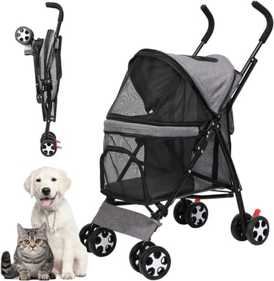 Huisdieren Trolley - Reisbuggy Kat Hond - Dieren Vervoeren - Ademend Ontwerp - Zoals Afgebeeld - Eén Kleur