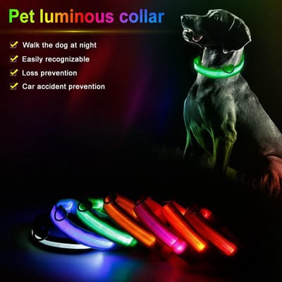 Halsband voor hond met led verlichting - groen - maat L (41-52cm) - lichtgevende hondenhalsband