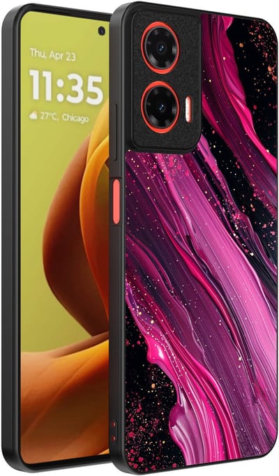 Smartphonica Telefoonhoesje Geschikt voor Motorola Moto G85 / Motorola Edge 50 Fusion met marmer opdruk - TPU backcover case marble design - Paars Roze geschikt voor Motorola Edge 50 Fusion;Motorola Moto G85