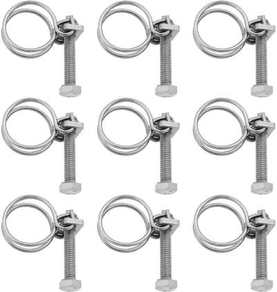 Dailygoods- Slangklemmen 20 Stuks - Verstelbaar 18-22 mm - Dubbele Draad - RVS - Sanitair - Duurzaam Materiaal - Slangklem