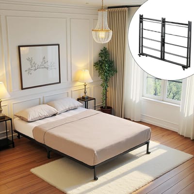 Opklapbed 140 x 200 cm met Wieltjes - Ruimtebesparend Tweepersoons Bed