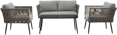 Tuinloungeset – Voor tuin & terras – Comfortabele zithoek met banken, fauteuils & salontafel – Kleur 1
