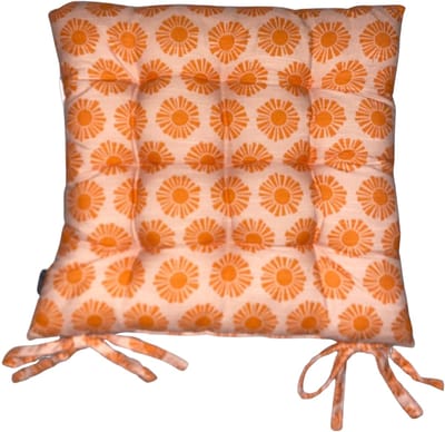 Mica Kumara Tuinstoelkussen Oranje 46x46x7 cm – Comfortabel Stoelkussen met Vulling en Touwtjes