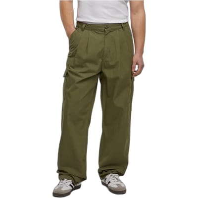 Urban Classics - Wide Pleated Cargobroek - Taille, 28 inch - Olijfgroen