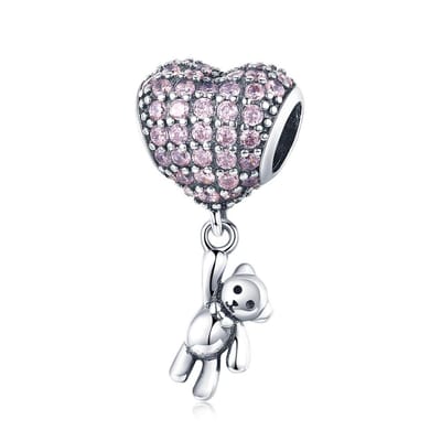 Beertje Hart Ballon Bedel - Voor Bedelarmband - Zilver - RomyStones