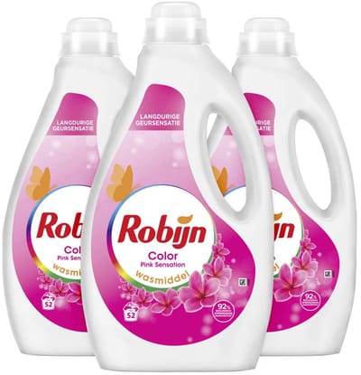 Robijn - Vloeibaar Wasmiddel Pink 52 Wasbeurten - 6 x 2,6 liter - Voordeelverpakking