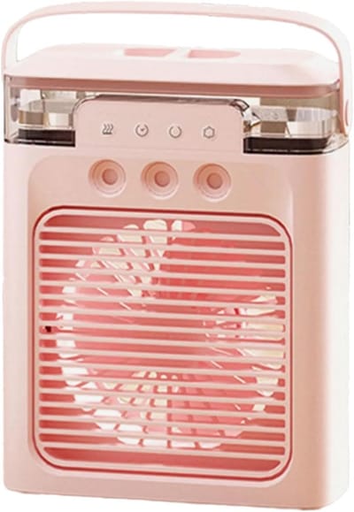 Persoonlijke Aircooler | Portable Air Conditioner, 3‑in‑1 Verdampingskoeler, bevochtiger en luchtreiniger, bureau‑ventilator met 7‑kleuren LED‑nachtlamp, USB‑voeding voor kantoor, thuis en reizen