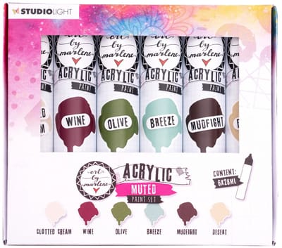 Acrylverf - Acrylaatverf - Acrylic Paint - Hobbyverf - Knutselen en Verven - Muted Paintset - Subtiele Zijdeglans - Dekkend - Art by Marlene Essentials - Nr. 105