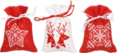 Vervaco - Kruidenzakje kit Kerst set van 3 - PN-0217816 - Borduren - Borduurpakket - Borduurpakket volwassenen - Borduurpakket kind