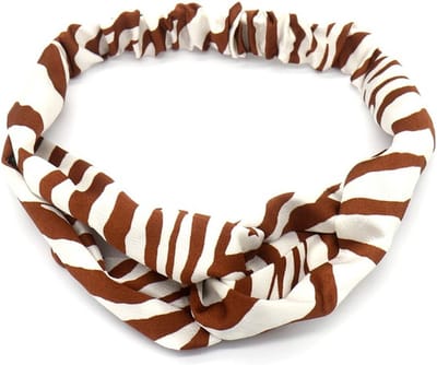 Haarsoires Haarband Twist 5cm – Zebraprint – Gladde Stof – Bruin Wit - Zachte Knoop Hoofdband - Haaraccessoire voor Dames & Meisjes