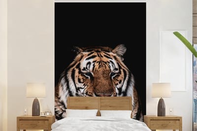Behang - Fotobehang Tijger - Lui - Zwart - Breedte 160 cm x hoogte 240 cm