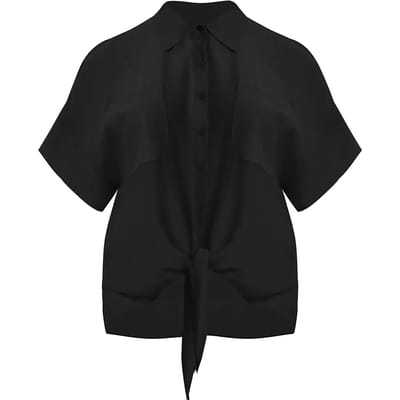 Blouse met opgestikte zakken en strik aan de voorkant dames Mat Fashion