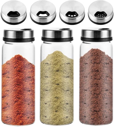 Dailygoods- Kruidenpotjes 300 ml - Glazen Kruidenpotjes - Luchtdichte Kruidenstrooier - Compact Design - Voor Keuken - Eenvoudig te Reinigen - Kruidencontainers