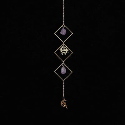 Edelsteen Zonnevanger - Raamdecoratie Windgong - Amethist Handgemaakte Zonnevanger - Evil Eye