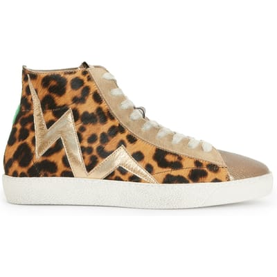 AllSaints Tundy Bolt Lepo High Animal Brown Size: 37 | Sneakers Outlet | Dames | Beige