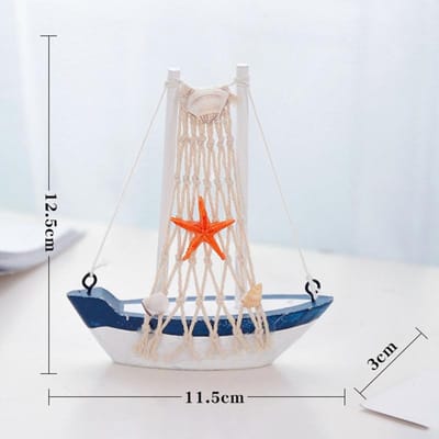 Décoration de bateau à voile bleu en bois de style méditerranéen, artisanat marin en bois pour décorer les ornements, décorations de fête à domicile