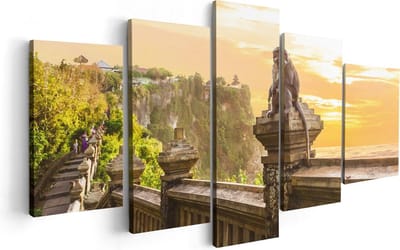 Artaza Canvas Schilderij Vijfluik Aap Op De Uluwatu Tempel In Bali - 100x50 - Foto Op Canvas - Canvas Print