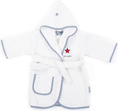 Baby badjas Lief! Katoenen babybadjas met capuchon - kraamcadeau - 1-2 jaar - Wit - jongens