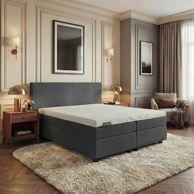 Mörgenn Hotel en B&B Boxspring - Pocketvering - Antraciet - 80x200 cm - Inclusief Dekbed en Kussens