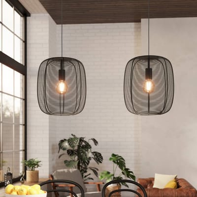 EGLO Rinroe Hanglamp - E27 - 2 lichts - 90 cm - Zwart - Staal