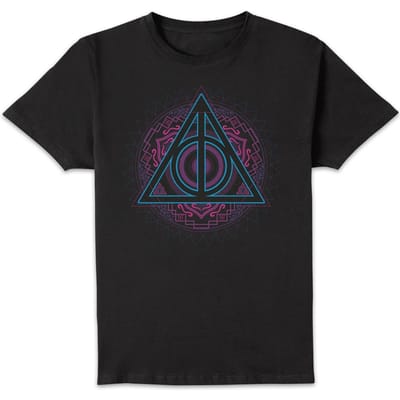 Harry Potter Deathly Hallows Neon t-shirt - Zwart - L