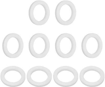 10 Stuks Plat PTFE Seals 0.31ID x 0.71inch OD x 0.08inch Dikte Flensafdichtingen voor Machines, Buizen en Olietoepassingen, Wit (12 x 18 x 2mm)
