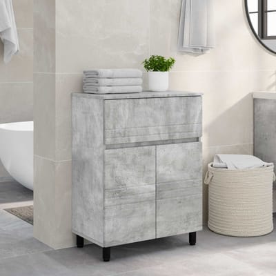 vidaXL - Badkamer - vaniteitsunit - Betongrijs - 60 - x - 35 - x - 80 - cm - Bewerkt - hout