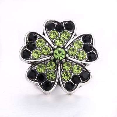Klaver   LIEFDE   Bloem  Kristal  20mm Metalen Drukknop Sieraden   voor Snap Armband XH5145