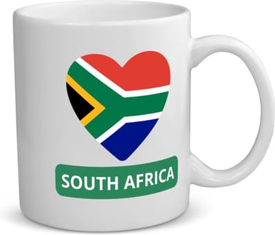 Akyol - zuid afrika vlag hartje koffiemok - theemok - Zuid afrika - reizigers - toerist - verjaardagscadeau - souvenir - vakantie - kado - 350 ML inhoud