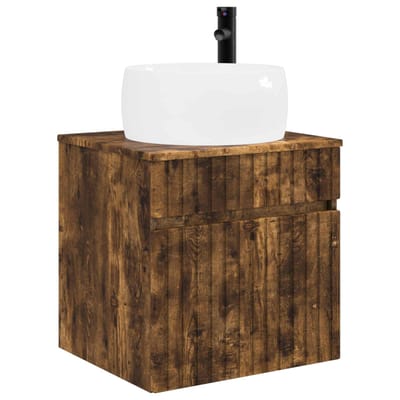 vidaXL - Wandgemonteerde - wastafelmeubel - Gerookt - eiken - 49 - x - 44,5 - x - 66 - cm