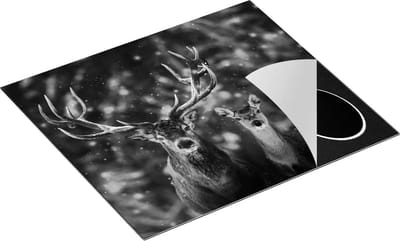 Chefcare Inductie Beschermer Twee Herten met Sneeuw - Zwart Wit - 60x50 cm - Afdekplaat Inductie - Kookplaat Beschermer - Inductie Mat