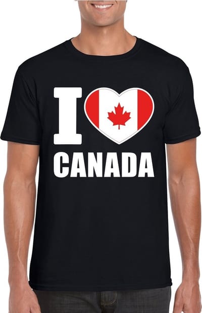 Zwart I love Canada supporter shirt heren - Canadees t-shirt heren S