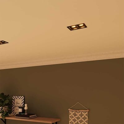 HOFTRONIC Fresno Dubbele Inbouwspot - Rechthoek - 2x GU10 - 2700K Warm wit - 8 watt 690 lumen - Kantelbaar - IP20 stofdicht - Zwart
