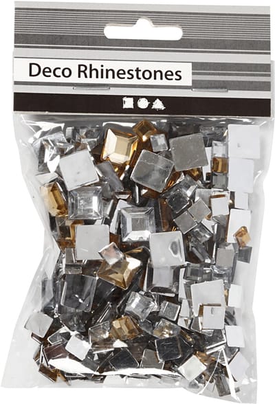Strasstenen, vierkant, afm 6+9+12 mm, gouden glans, 360 stuk/ 1 doos