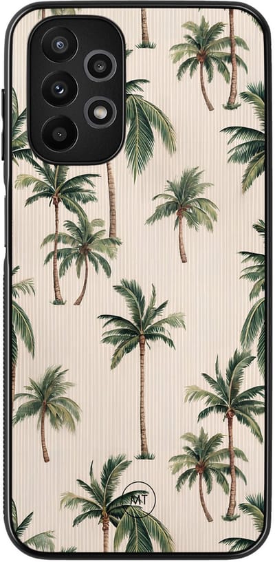 Hoesje geschikt voor Samsung Galaxy A13 4G - Palmbomen print - TPU Hard Case Backcover - Beige - Mooie Telefoonhoesjes