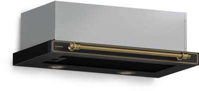 Klarstein Victoria geïntegreerde afzuigkap, 60 cm retro afzuigkap voor onder een kast, 358 m³/u luchtstroom, energieklasse A+++, ledverlichting, DC-motor, koolstoffilters, tuimelschakelaars, afzuigventilator voor de keuken, zwart