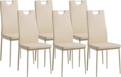 ALBATROS Salerno Eetkamerstoel Set van 6, Beige - Stijlvol Italiaans Ontwerp, Kunstleer Bekleding, Comfortabele Gestoffeerde Stoel - Moderne Keukenstoel, Eetkamerstoel of Eettafelstoel