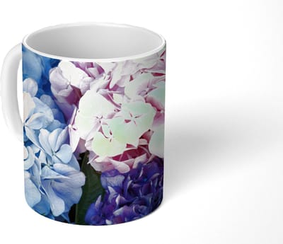 Mok - Koffiemok - Bloemen - Struik - Hortensia - Botanisch - Mokken - 350 ML - Beker - Koffiemokken - Theemok