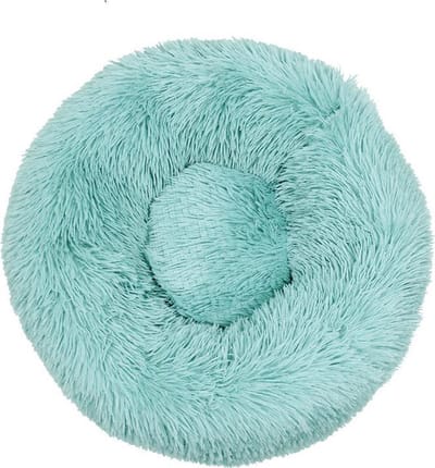 KUSSIES® Kussen 60 Cm Met Wasbare Hoes - Mint Blauw - Hondenkussen Kinder Speelkussen - Donut Zitzak Ronde Hondenmand Zitkussen Harig Oceaan Blauwe
