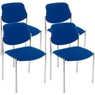 Nowy Styl bezoekersstoel STYL, zonder armleuningen, stapelbaar tot 6 stuks, bekleding blauw, frame chroomzilver, tot 110 kg, 4 stuks