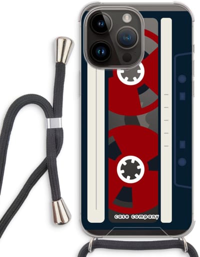 Case Company® - Hoesje met koord geschikt voor iPhone 14 Pro Max hoesje met Koord - Here's your tape - Telefoonhoesje met Zwart Koord - Bescherming aan alle Kanten en Over de Schermrand