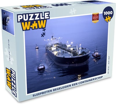 Puzzel Sleepboten begeleiden een containerschip - Legpuzzel - Puzzel 1000 stukjes volwassenen